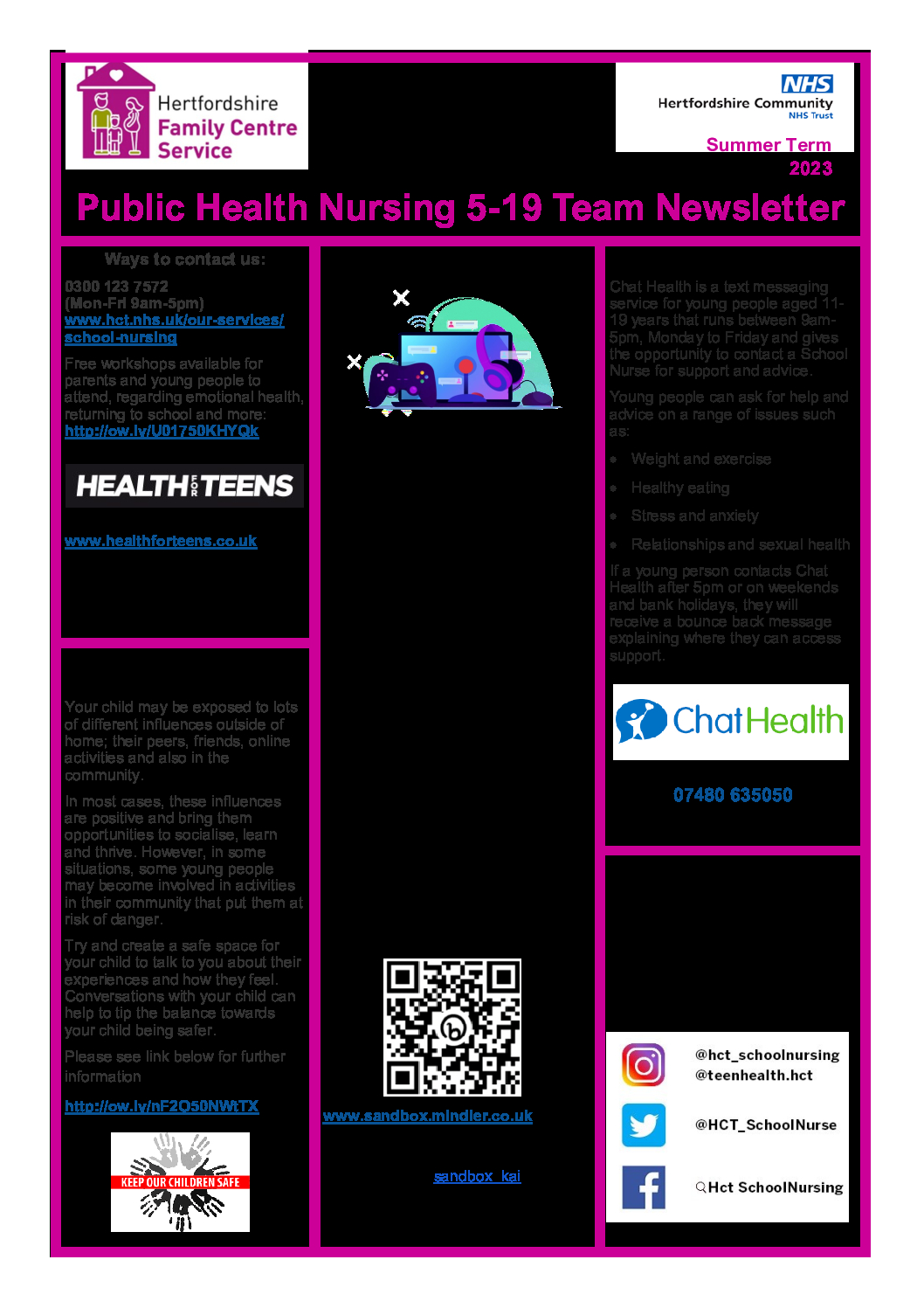 Public Health Nursing 5-19 Team Newsletter Summer 23
