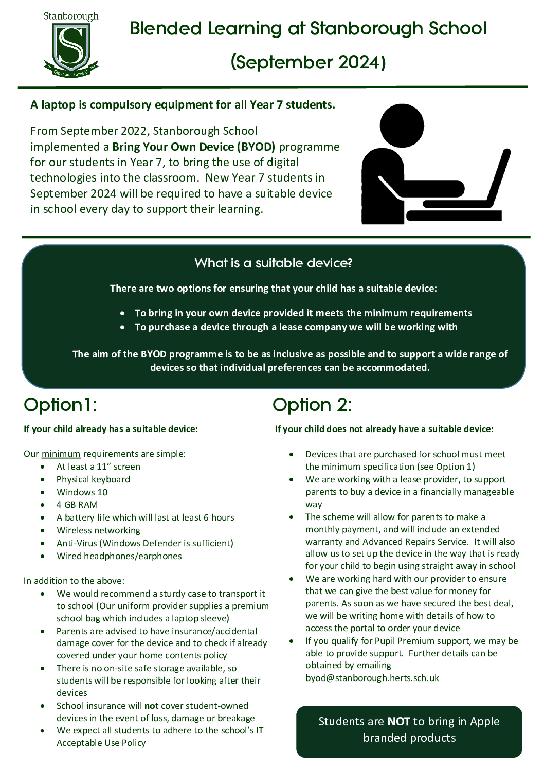 Bring Your Own Device For New Year 7 2024