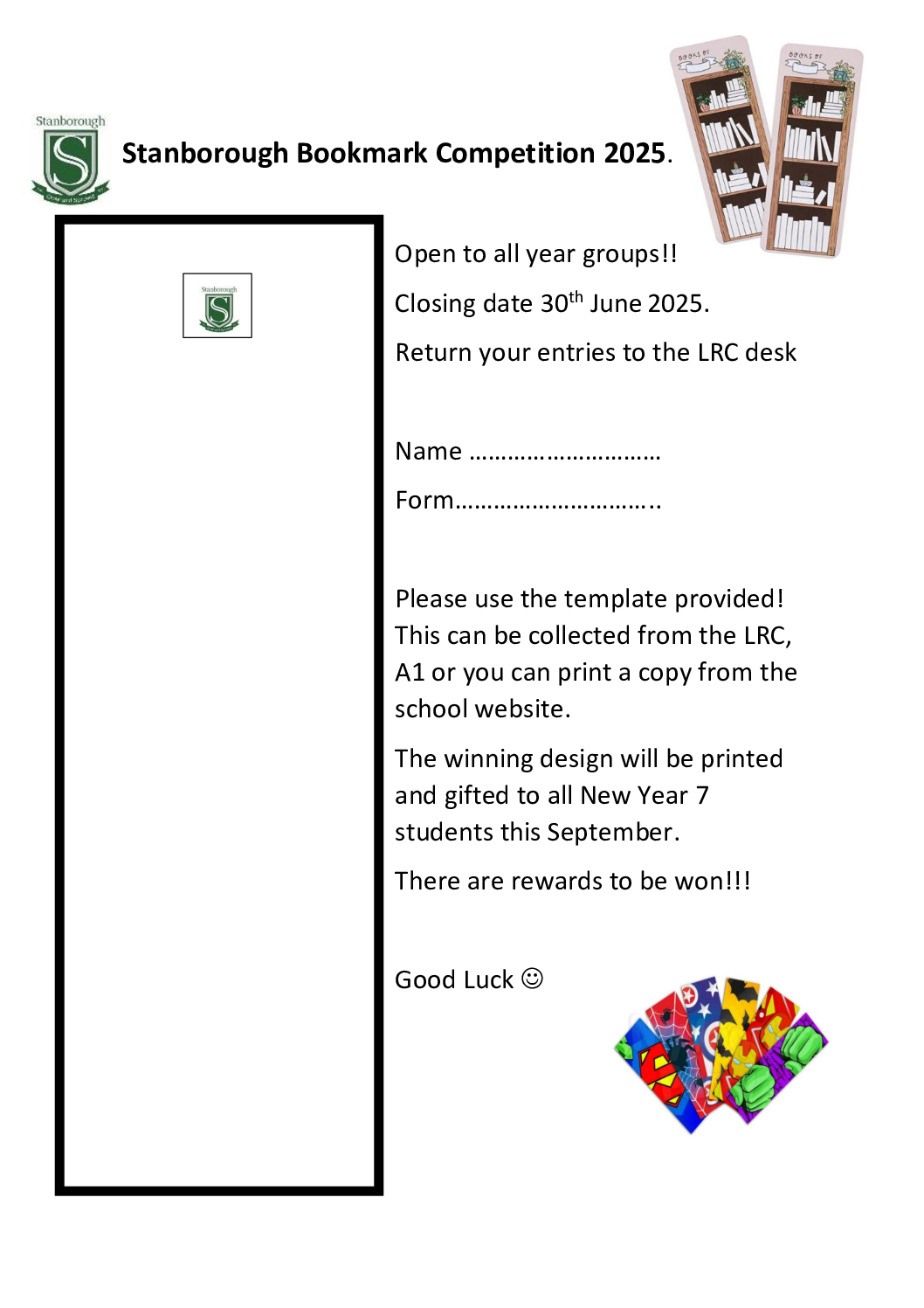 Stanborough Bookmark Competition 2025