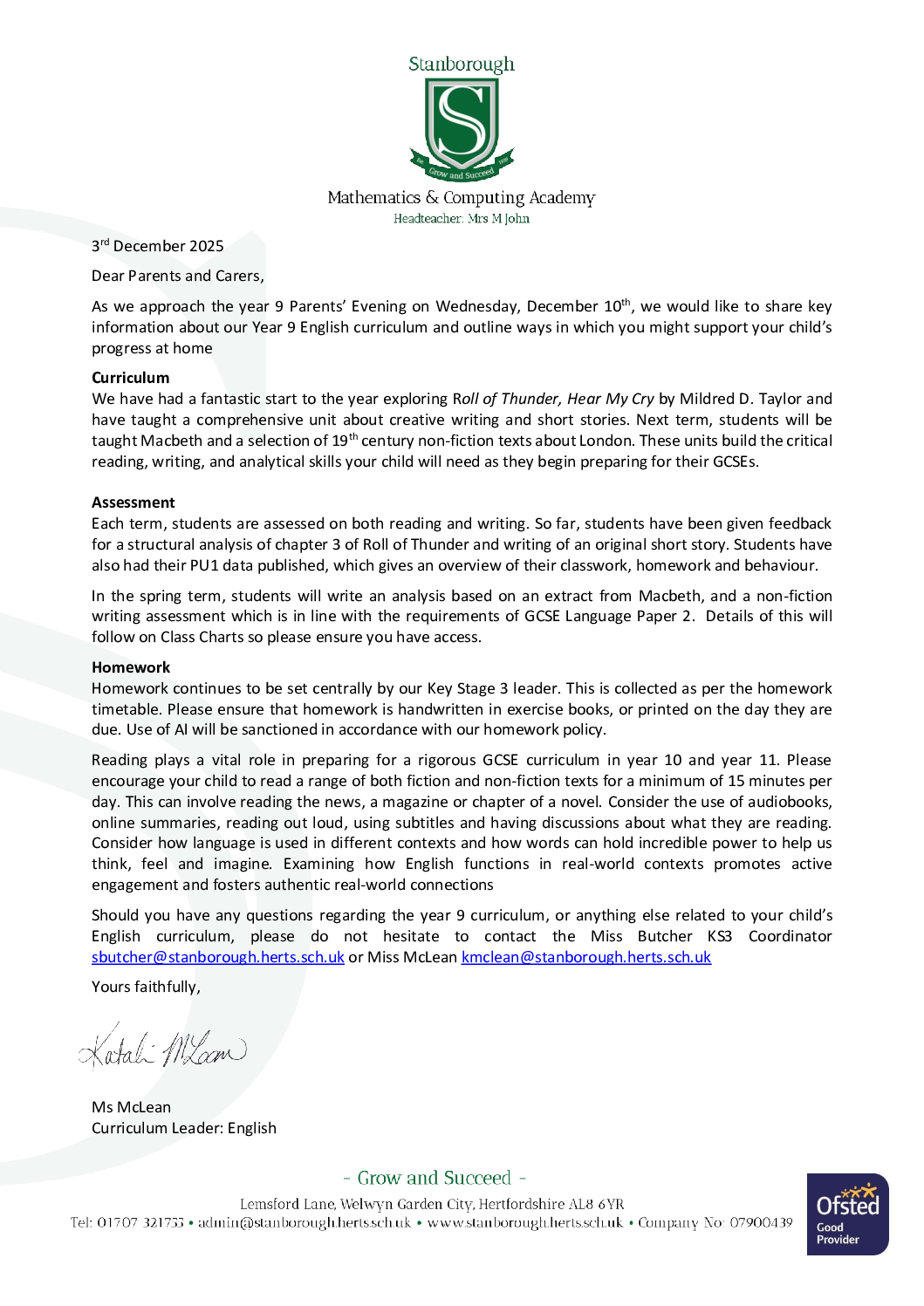 Year 9 English curriculum