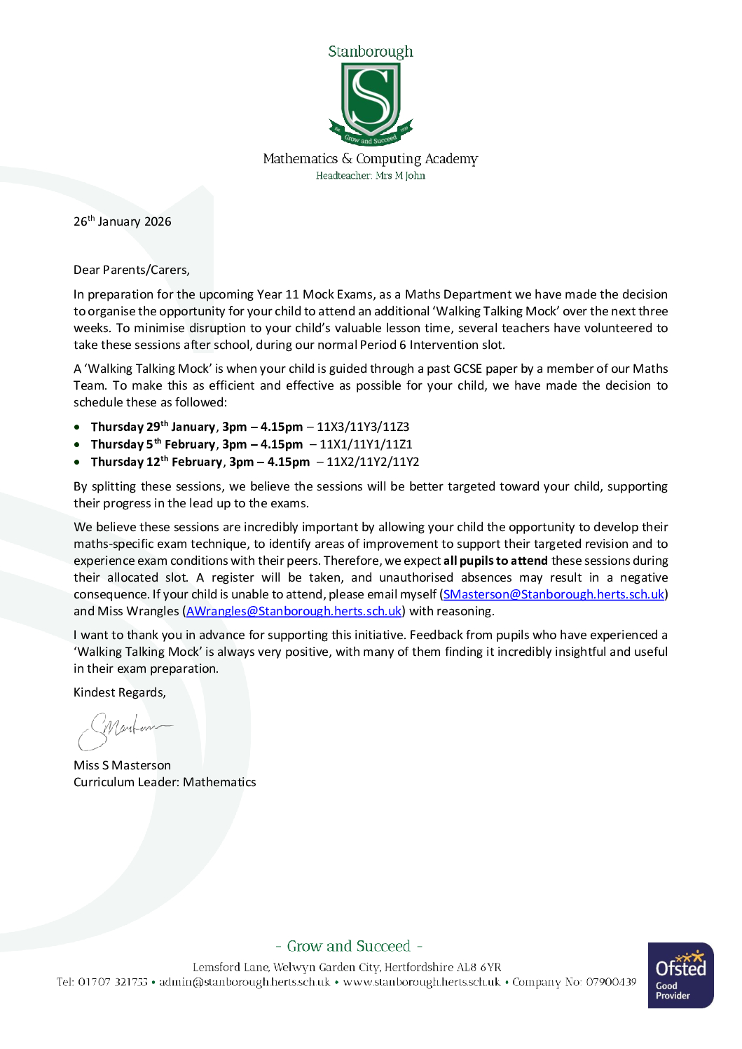 Spring Term P6 WTM Y11 Maths
