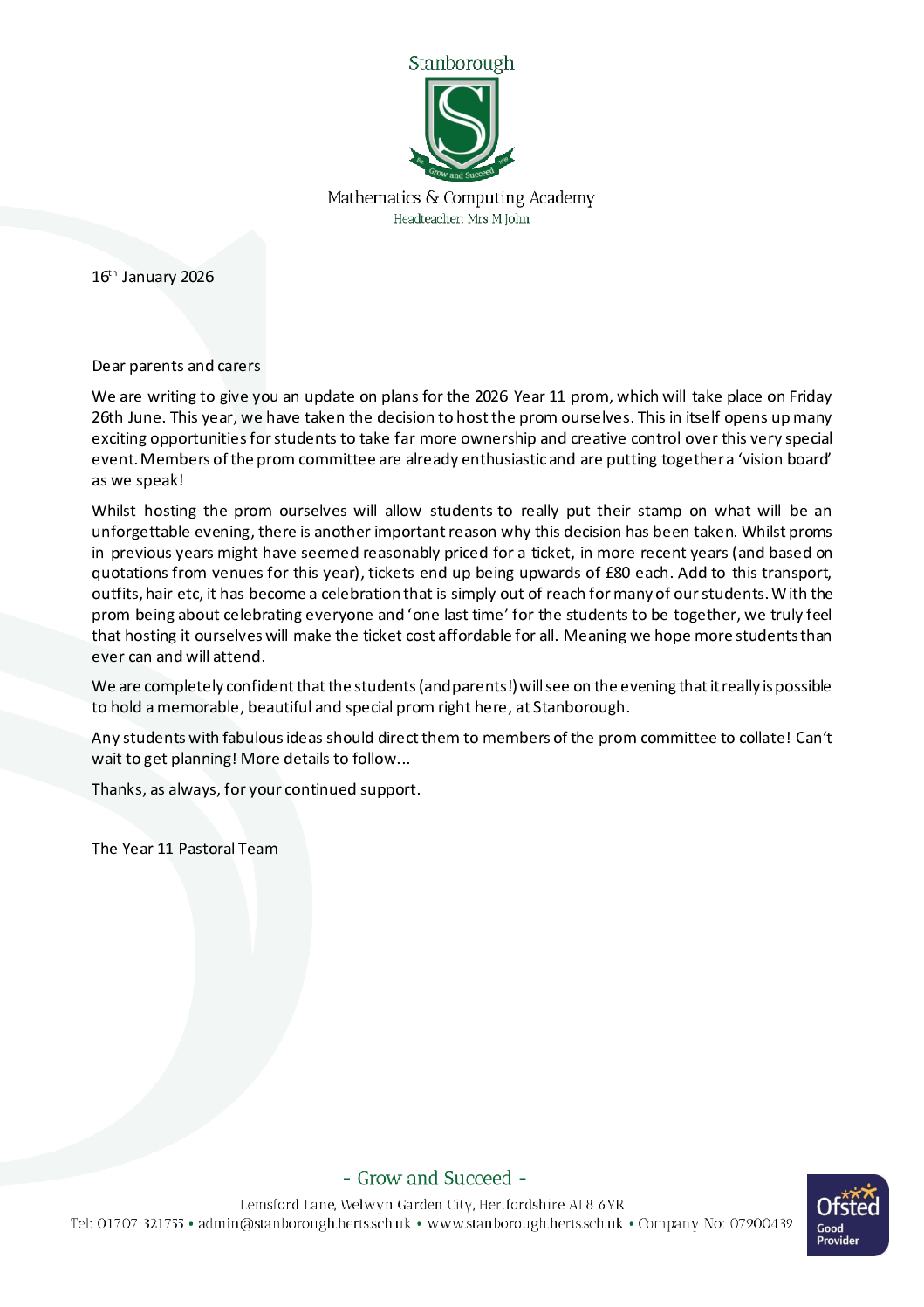 Year 11 Prom 2026 Information