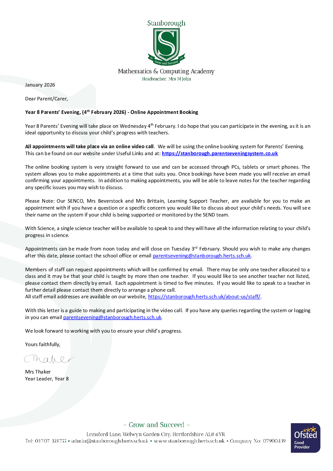 Year 8 Parents’ Evening