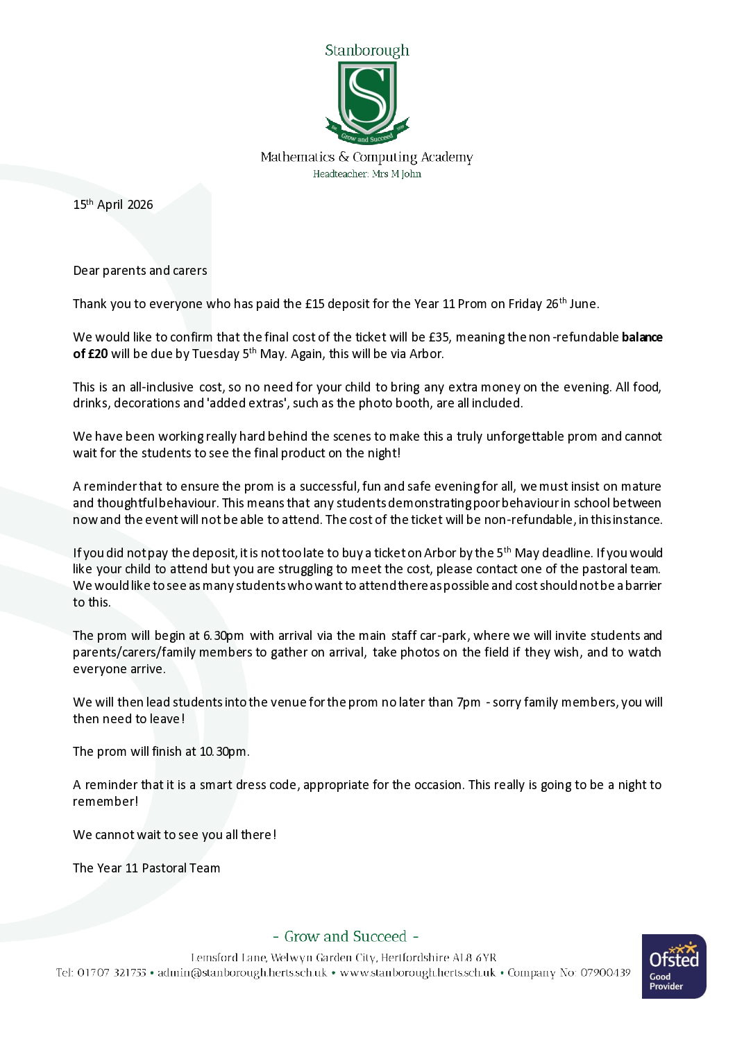 Prom letter 15.04.26