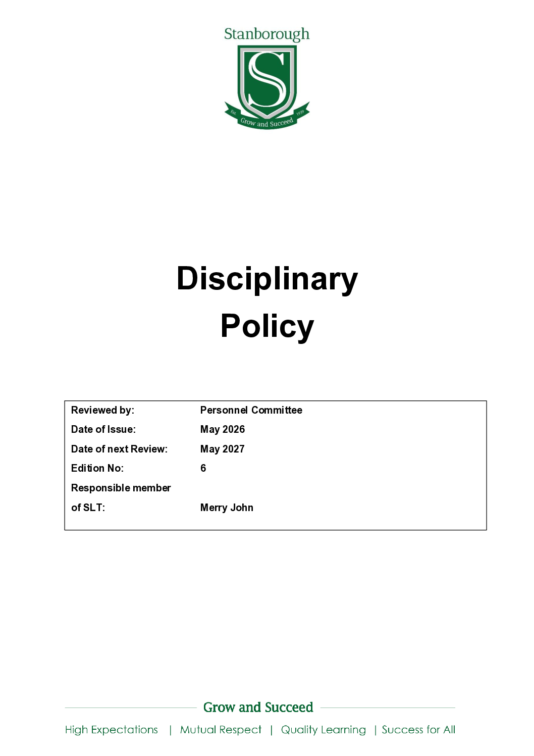 Disciplinary Policy