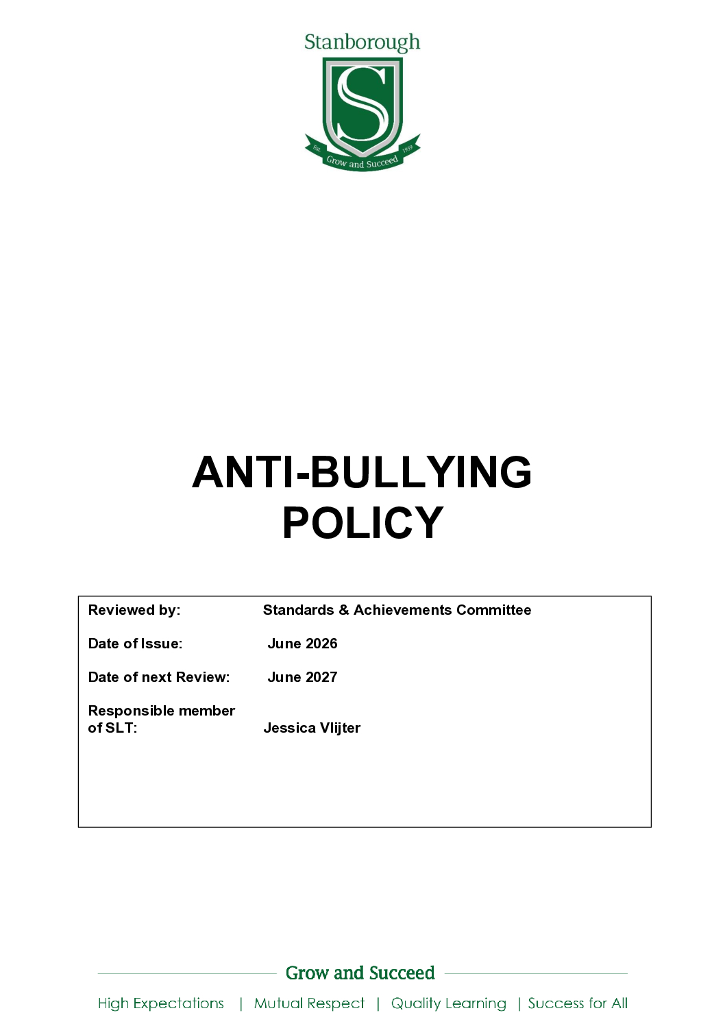 Anti Bullying Policy